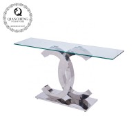 clear glass stainless steel console table for dining room furniture