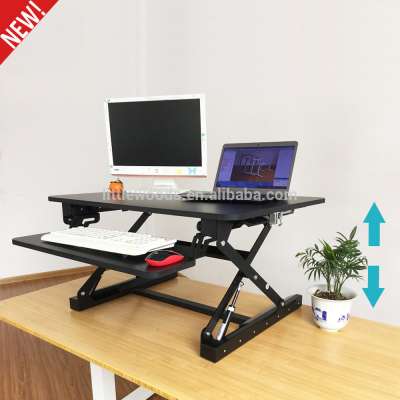 Ergonomic Gas spring Wide Platform Dual Monitor Capable height adjustable Sit to Stand standing desk riser