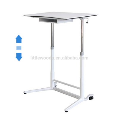 Movable Pneumatic Adjustable Height standing Desk with drawer