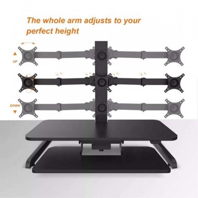 automatic adjustable height standing computer workstation table top desk riser