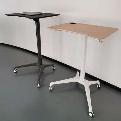 Gas Lift  pneumatic Height Adjustable Sit Stand Rolling Laptop Riser Desk